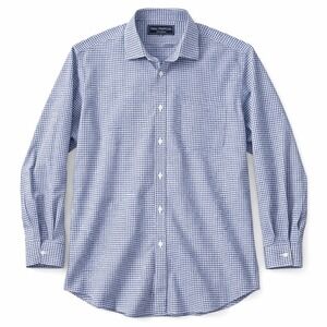 Paul‎ Fredrick Mens Blue Micro Check Imperial 100s Cotton Dress Shirt 17-34